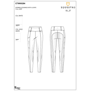 Legging para mujer Equestro de talle alto con trabillas para cinturón Blanco Legging para mujer Equestro de talle alto con trabillas para cinturón Blanco