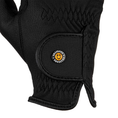 Guantes unisex Equestro acolchados de cuero sintético con cierre autoadherente Negro