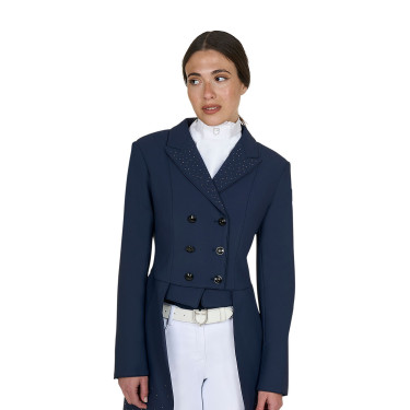 Frac para mujer Equestro de tejido técnico con strass Americana marina Azul marino