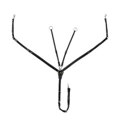 Pechopetral Equestro de cuero con insertos elásticos y martingala desmontable Negro