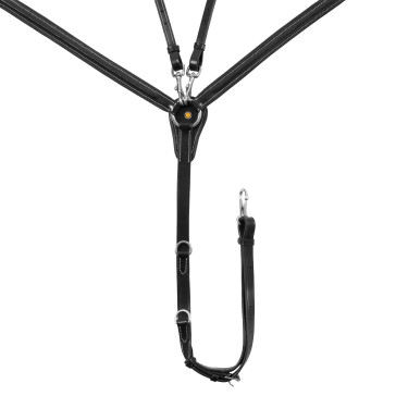Pechopetral Equestro de cuero con insertos elásticos y martingala desmontable Negro