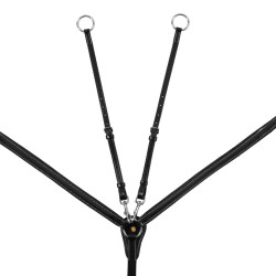 Pechopetral Equestro de cuero con insertos elásticos y martingala desmontable Negro