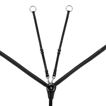 Pechopetral Equestro de cuero con insertos elásticos y martingala desmontable Negro