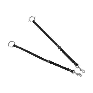 Pechopetral Equestro de cuero con insertos elásticos y martingala desmontable Negro