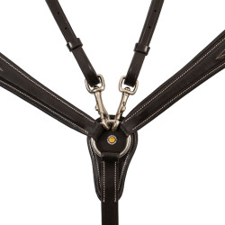 Pecho de atar Equestro de cuero con pespuntes decorativos y martingala desmontable Marrón oscuro Marr&amp;amp;amp;oacute;n