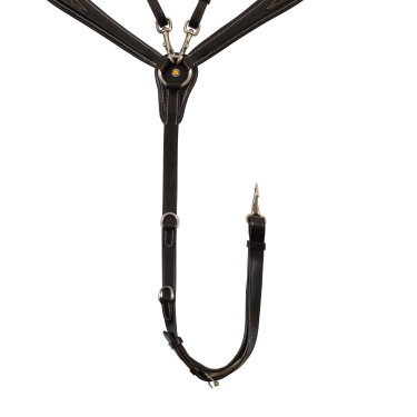 Pecho de atar Equestro de cuero con pespuntes decorativos y martingala desmontable Marrón oscuro Marr&amp;amp;amp;oacute;n