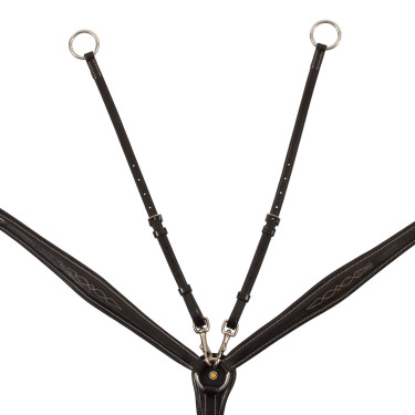Pecho de atar Equestro de cuero con pespuntes decorativos y martingala desmontable Marrón oscuro Marr&amp;amp;amp;oacute;n