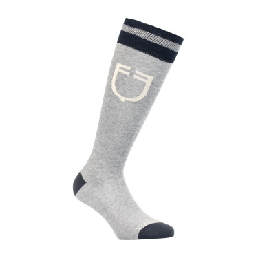 Calcetines unisex Equestro College de tejido técnico Gris jaspeado / azul marino blazer / blanco antiguo Calcetines unisex Equestro College de tejido técnico Gris jaspeado / azul marino blazer / blanco antiguo