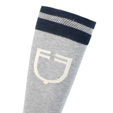 Calcetines unisex Equestro College de tejido técnico Gris jaspeado / azul marino blazer / blanco antiguo Calcetines unisex Equestro College de tejido técnico Gris jaspeado / azul marino blazer / blanco antiguo