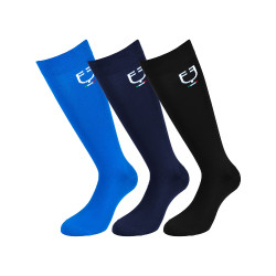 Calcetines técnicos Equestro x FISE por 3 Negro / marino / azul de Saboya Blanco