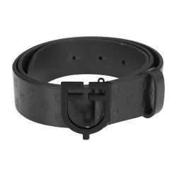 Cinturón Equestro de cuero negro con hebilla con logo Negro