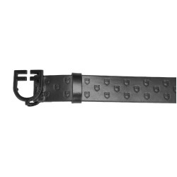 Cinturón Equestro de cuero negro con hebilla con logo Negro