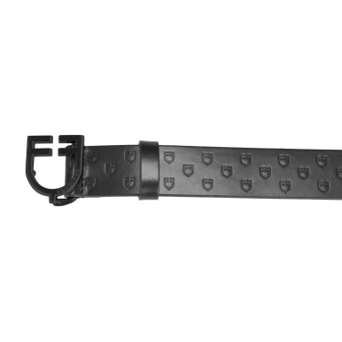 Cinturón Equestro de cuero negro con hebilla con logo Negro