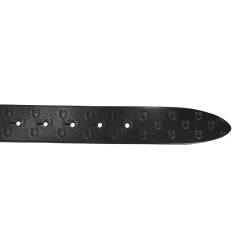 Cinturón Equestro de cuero negro con hebilla con logo Negro