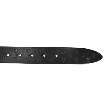 Cinturón Equestro de cuero negro con hebilla con logo Negro