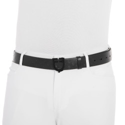 Cinturón Equestro de cuero negro con hebilla con logo Negro
