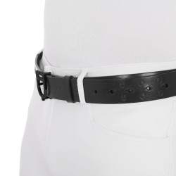 Cinturón Equestro de cuero negro con hebilla con logo Negro