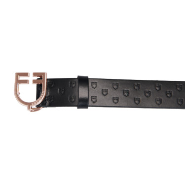 Cinturón Equestro de cuero negro con hebilla rose gold Negro