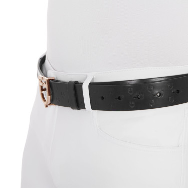 Cinturón Equestro de cuero negro con hebilla rose gold Negro