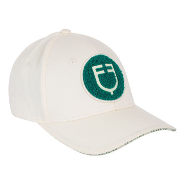 Gorra de béisbol Equestro con logotipo en parche de felpa Blanco antiguo / verde ultramarino Gorra de béisbol Equestro con logotipo en parche de felpa Blanco antiguo / verde ultramarino