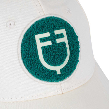 Gorra de béisbol Equestro con logotipo en parche de felpa Blanco antiguo / verde ultramarino Gorra de béisbol Equestro con logotipo en parche de felpa Blanco antiguo / verde ultramarino