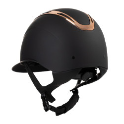 Casco para mujer Equestro Apocalypse con carcasa mate homologado EN 1384-2023 Negro / oro rosa