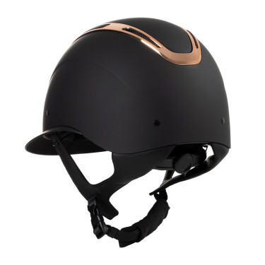 Casco para mujer Equestro Apocalypse con carcasa mate homologado EN 1384-2023 Negro / oro rosa