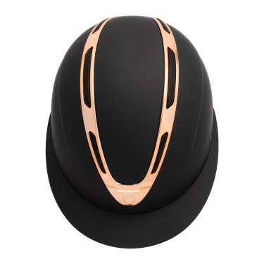 Casco para mujer Equestro Apocalypse con carcasa mate homologado EN 1384-2023 Negro / oro rosa