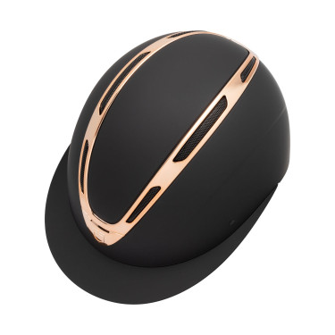 Casco para mujer Equestro Apocalypse con carcasa mate homologado EN 1384-2023 Negro / oro rosa