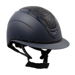 Casco para mujer Equestro Apocalypse con carcasa mate y strass EN 1384-2023 Negro / gunmetal Gris
