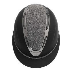 Casco para mujer Equestro Apocalypse con carcasa mate y strass EN 1384-2023 Negro / gunmetal Gris