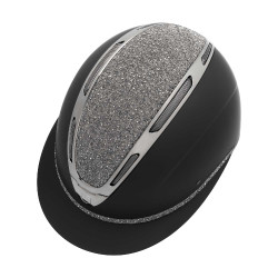 Casco para mujer Equestro Apocalypse con carcasa mate y strass EN 1384-2023 Negro / gunmetal Gris