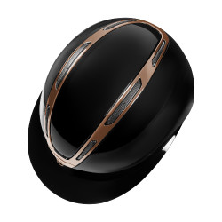 Casco para mujer Equestro Apocalypse con carcasa brillante homologado EN 1384-2023 Negro / oro rosa