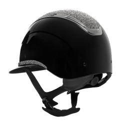 Casco para mujer Equestro Apocalypse con carcasa brillante y strass EN 1384-2023 Negro / gunmetal Gris Casco para mujer Equestro Apocalypse con carcasa brillante y strass EN 1384-2023 Negro / gunmetal Gris