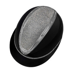 Casco para mujer Equestro Apocalypse con carcasa brillante y strass EN 1384-2023 Negro / gunmetal Gris Casco para mujer Equestro Apocalypse con carcasa brillante y strass EN 1384-2023 Negro / gunmetal Gris