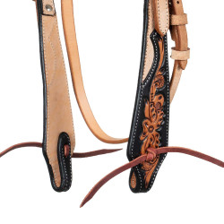 Brida western Pool’s con grabado floral oscuro Negro / natural