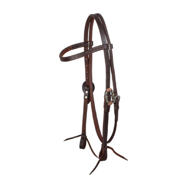 Cabezada western Lakota con hebillas plateadas decorativas Engrasado Marrón Cabezada western Lakota con hebillas plateadas decorativas Engrasado Marrón