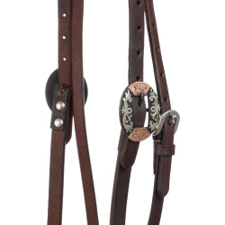 Cabezada western Lakota con hebillas plateadas decorativas Engrasado Marrón Cabezada western Lakota con hebillas plateadas decorativas Engrasado Marrón