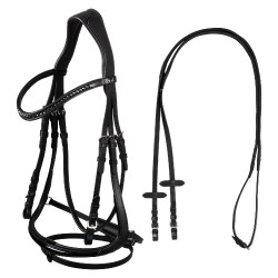 Brida Supreme Hemelite de doma con riendas de goma Negro Brida Supreme Hemelite de doma con riendas de goma Negro