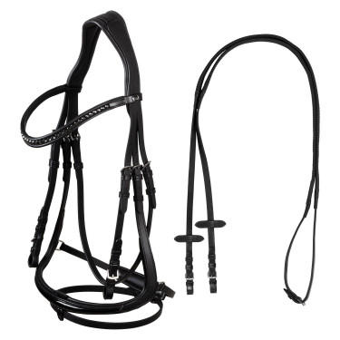 Brida Supreme Hemelite de doma con riendas de goma Negro Brida Supreme Hemelite de doma con riendas de goma Negro