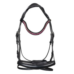 Brida anatómica de equitación Equestro con strass fucsia
