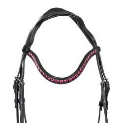 Brida anatómica de equitación Equestro con strass fucsia