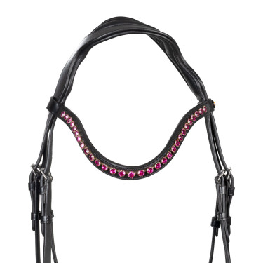 Brida anatómica de equitación Equestro con strass fucsia