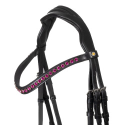 Brida anatómica de equitación Equestro con strass fucsia