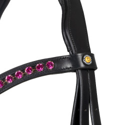 Brida anatómica de equitación Equestro con strass fucsia