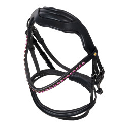 Brida anatómica de equitación Equestro con strass fucsia