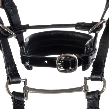 Brida de cuero Equestro para caballo de juguete con tachuelas plateadas Negro