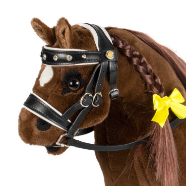 Brida de cuero Equestro con strass para caballo de juguete Negro Brida de cuero Equestro con strass para caballo de juguete Negro