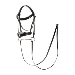 Brida de cuero brillante para hobby horse Equestro Negro
