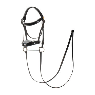Brida de cuero brillante para hobby horse Equestro Negro